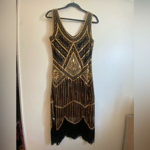Black and Gold Flapper dress 1920s